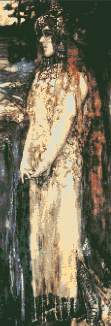 Образец вышивки крестом копии картины "Царевна Волхова"  Врубеля Размер 115*380 стежков